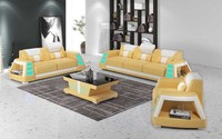 Couchgarnitur Sofagarnitur Ledersofas Sofa Komplette 3Tlg Gelb Set Sofas