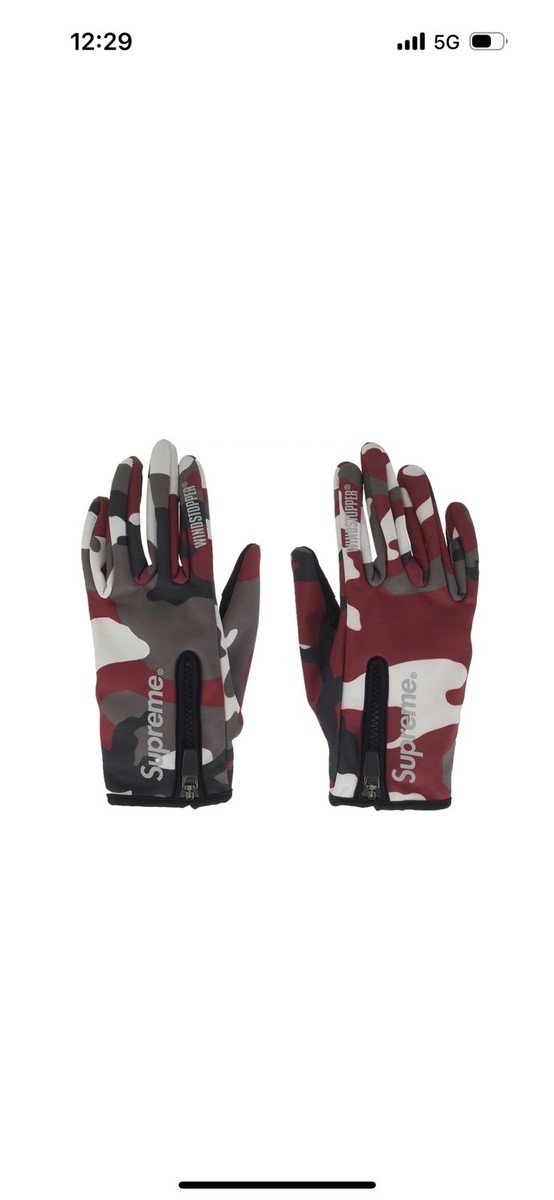supreme WINDSTOPPER® Zip Gloves size XL Fw25 red camo | eBay