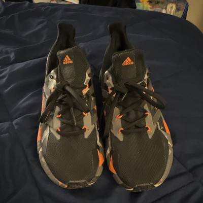 adidas Boost Men's Running Shoes Black Orange Gray Geometric Mesh Comfort