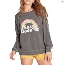 Wildfox Gray "Easy Does It" Rainbow Charcoal Sweatshirt Women's Medium New