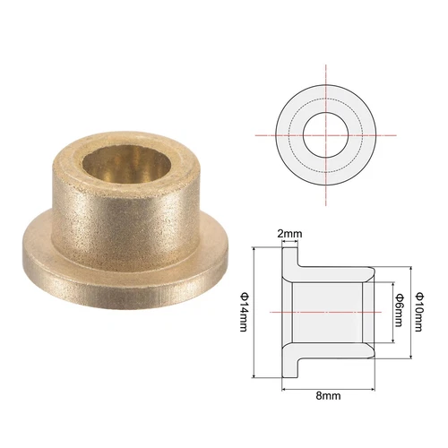 4pcs Flange Sleeve Bearings 6x10x8mm Sintered Bronze Self-Lubricating Bushing - Picture 3 of 5