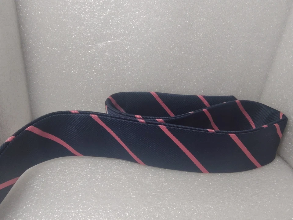 Ralph Lauren Blue Pink Fabric Belt Scarf Tie Embossed Brass Rings Approx 38.5" - Image 4 of 4