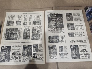 Mini Movie Ad STAR TREK Vintage Advertising Lot Of 2 Sheets