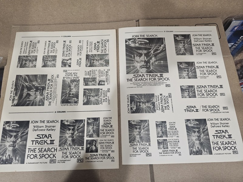 Mini Movie Ad STAR TREK Vintage Advertising Lot Of 2 Sheets