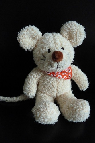 T. DOUDOU PELUCHE PLANET PLUCH SOURIS écru foulard rouge BILLES TTBE