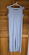 Teddi long Maxi Tank dress blue Sz small polyester rayon blend Beachy Boho Vacay