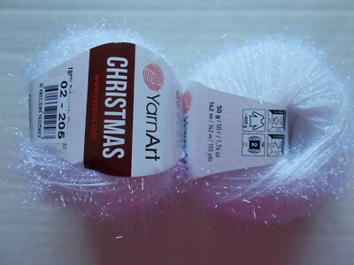 YarnArt Christmas fuzzy/sparkly yarn, White, lot of 2, (155 yds ea)