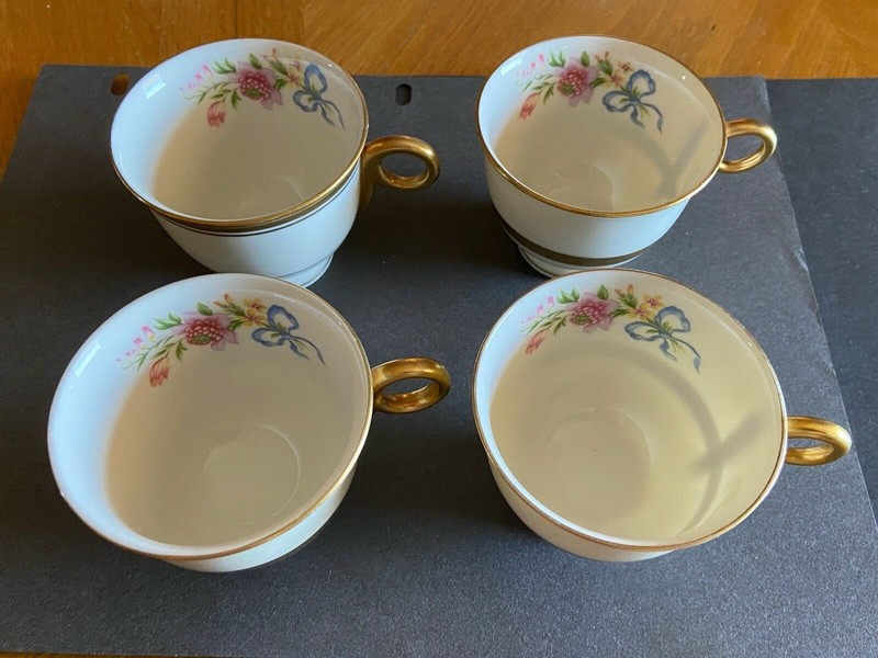 Prototype Haviland Kenmore? Demitasse Cup Ivory Floral Teacup Lot 4 Cups 