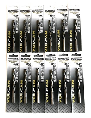 12 VULCAN 19/64'' HIGH SPEED STEEL METAL DRILL BITS SURE GRIP SHANK 7592