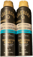 2 Pack Gold Bond Body Powder Spray - Men's Essentials - Triple Action - 7 OZ Ea