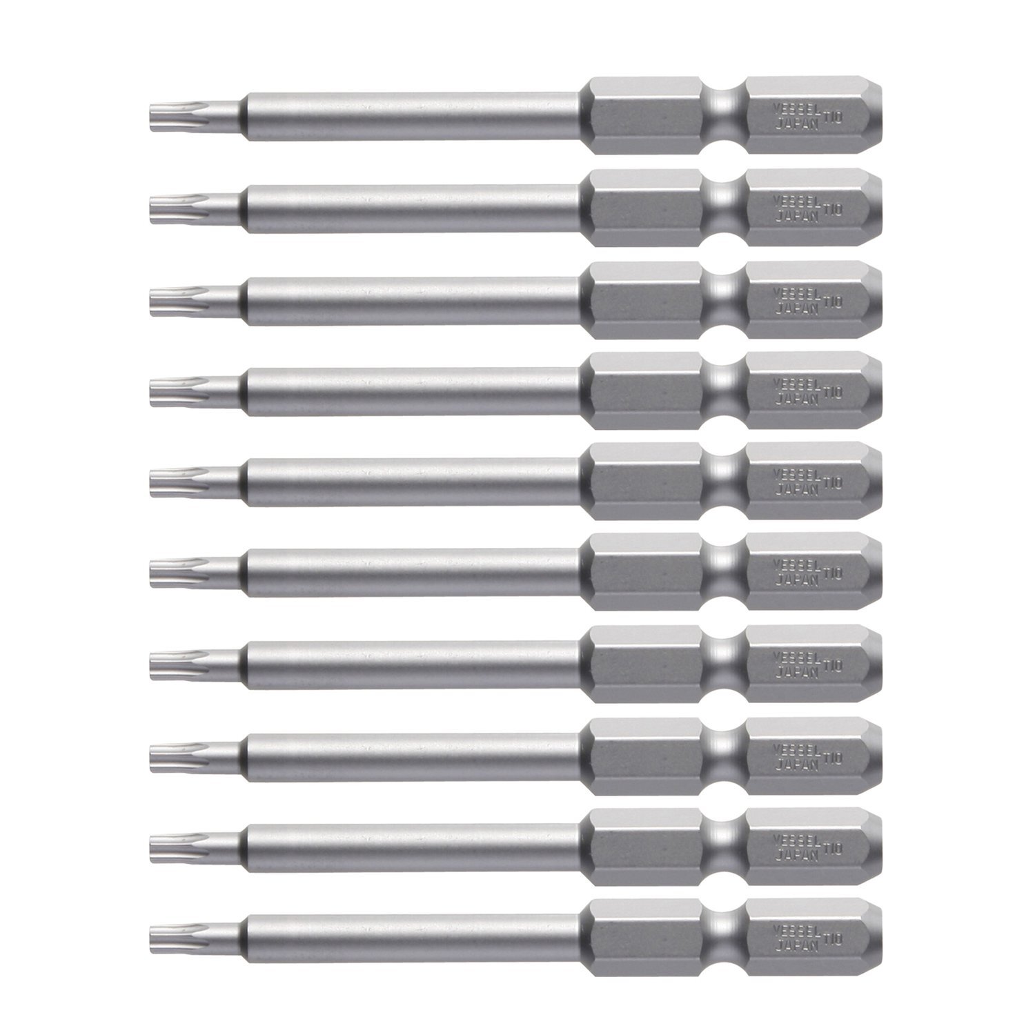 VESSEL 10-Piece T10 x 65mm Torx Bit Set with V-ZP Coating