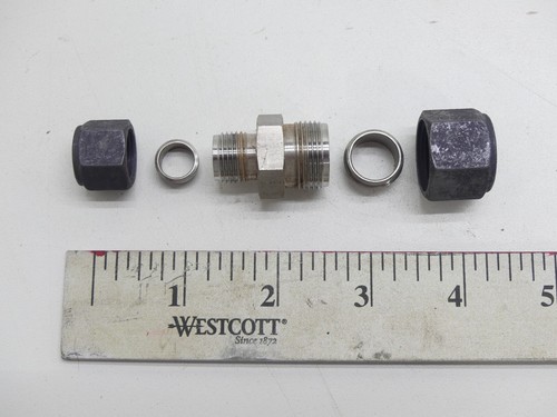 (Set of 9) 1/2" to 3/8" Parker Double Ferrule Compression Fittings with Nuts - Picture 3 of 3