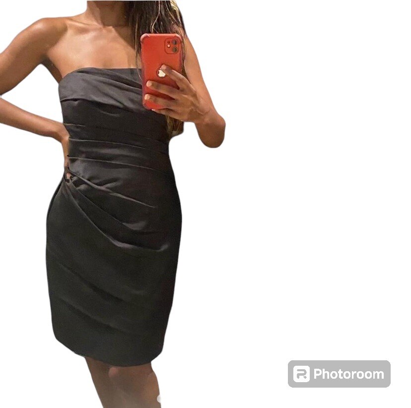 Davids Bridal black strapless ruched dress size 2 Davids Bridal black strapless ruched dress size 2