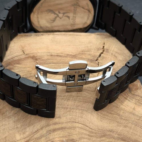 Orologio Holzwerk HHNSTEIN donna & uomo acciaio inox & legno cronografo, antracite - Foto 6 di 7