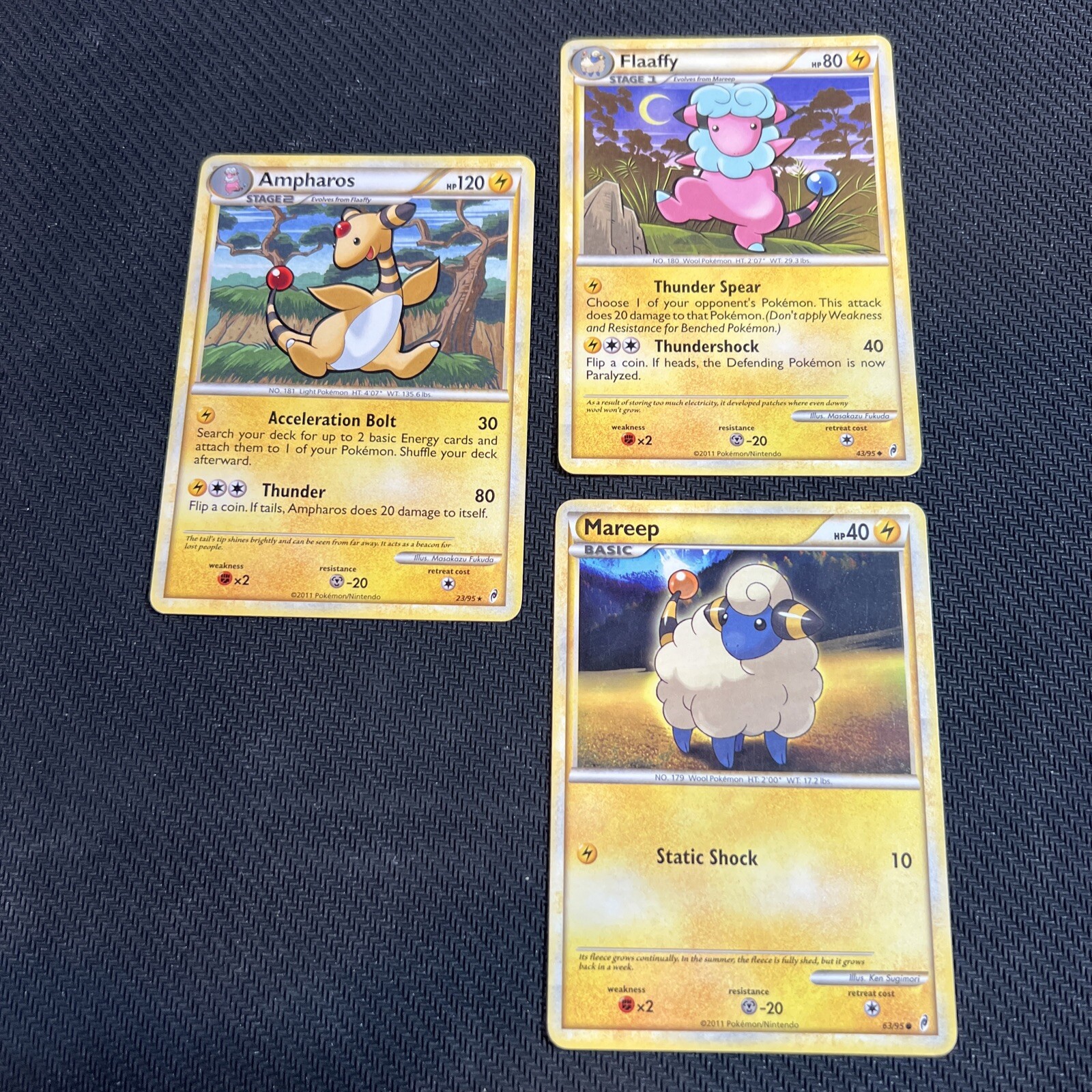 Mareep 63/95 Flaaffy 43/95 Ampharos 23/95 Call of Legends Pokemon Card NonHolo 3