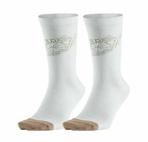 NIKE JORDAN LOGO COTTON BASKETBALL CREW SOCKS - WHITE SX6076-100 UNISEX UK2-5 - Picture 1 of 8