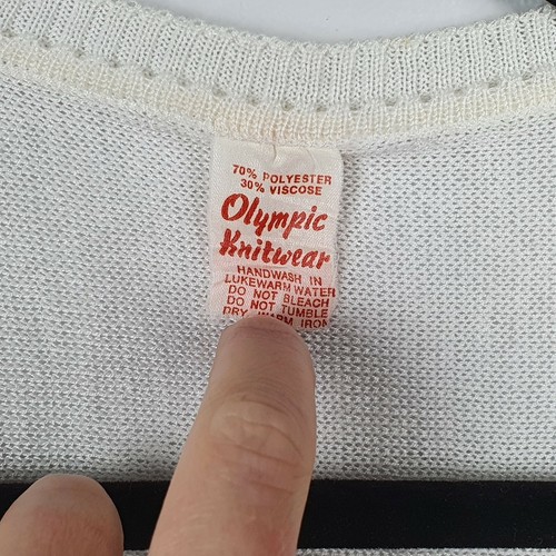 Vintage Olympic Knitwear Size 12 Knit Short Sleeve Top Blouse 90s 80s Women's - Bild 9 von 10