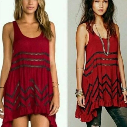 Free People Red Black Polka Dot Voile 