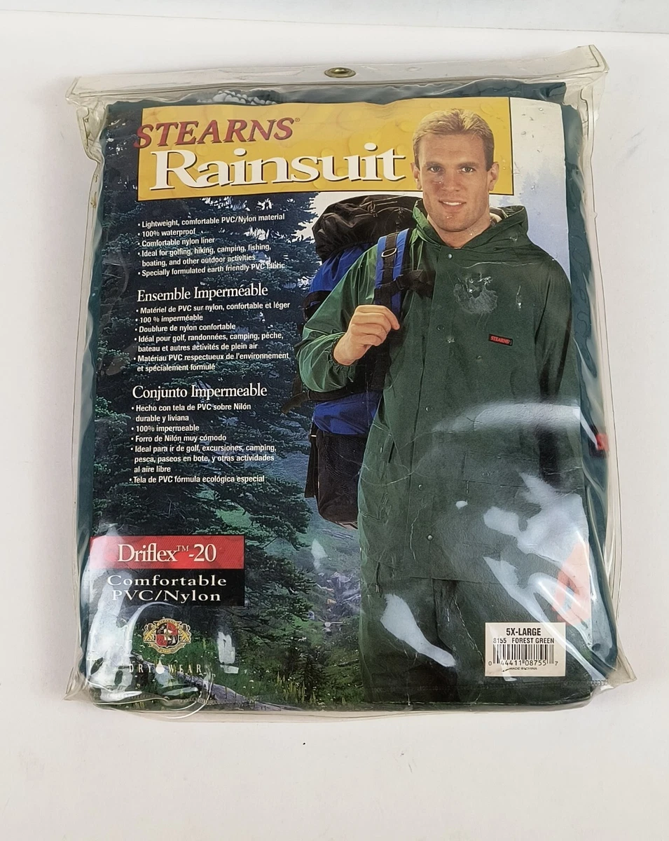 Men s Stearns green rain suit pants and jacket dry wear size 5XL New Green