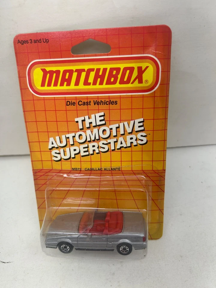 1987 MATCHBOX SUPERFAST MB 72 SILVER CADILLAC ALLANTE NEW ON CARD - Image 4 of 4