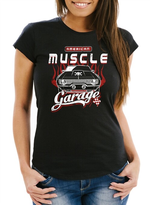 Футболка Damen American Muscle Car Винтажная рубашка Retro Auto Slim Fit Neverless 