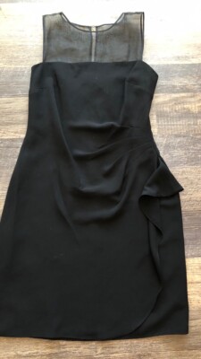 Dawn Joy Evening Cocktail Black Dress Size 12 Mesh Neckline
