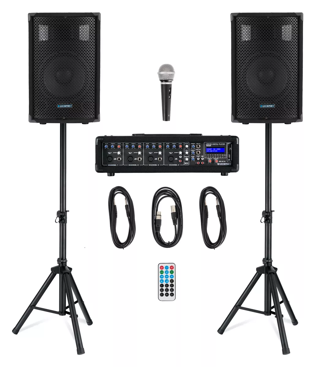 DJ PA Anlage Gesangsanlage 4-Kanal Powermixer Bluetooth MP3 USB SD