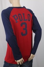 Ralph Lauren Childrens Red Blue Long Sleeve Crewneck Tee T-Shirt NWT