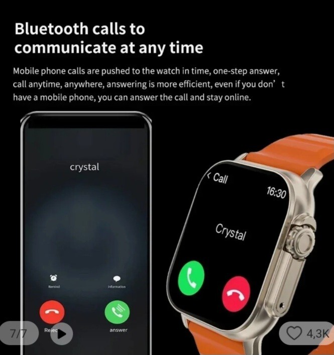 Smartwatch horloges heren ( Zwart en oranje banden)