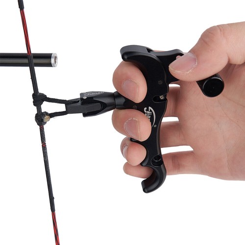 360° Bogenschießen Jagd Griff Compound Schleife Entriegelungshilfen 4 Finger Daumen Trigger Bremssattel - Bild 12 von 15