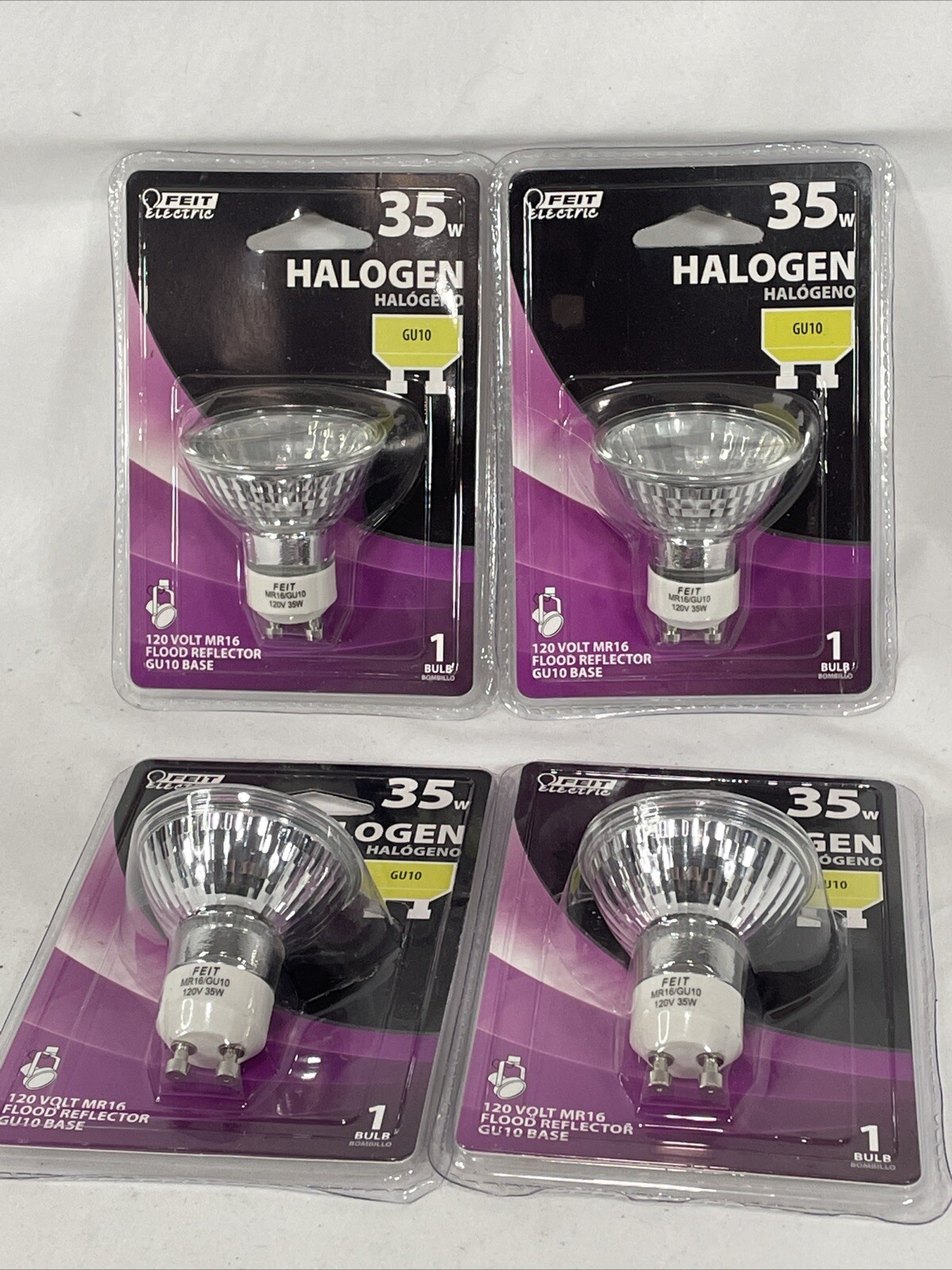 NEW FEIT ELECTRIC HALOGEN 35 WATT MR16 FLOOD REFLECTOR GU10 BASE LOT OF ...
