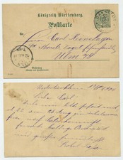 98788 - Ganzsache P 37- Postkarte - Cannstatt 12.8.1900 nach Ulm
