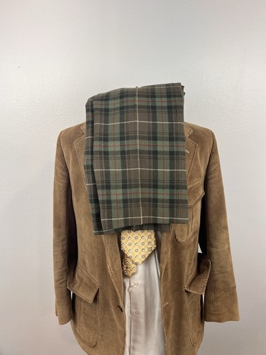 Orvis Men’s Khaki Corduroy Plaid Suit Wool Size 38 R Pants 34 X 32 RARE Vintage - Picture 16 of 17