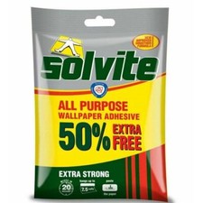 Solvite Wallpaper Paste Adhesive All Purpose Extra Strong Hangs up to 7.5 Rolls