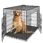 42" Large Dog Crate Kennel Folding Pet Cage 2 Door With Tray Indoor Dog House