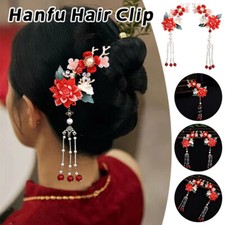 Hanfu Hair Clip Vintage Peach Blossom Flower Paired Headdress Wedding Headwear