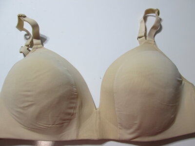 Lively Bra Size 36C Beige Wireless Lined T-Shirt Adjustable Strap Sheer Lingerie