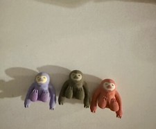 3 Small Sloth Erasers
