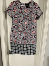 Cynthia Rowley colorful paisley short sleeve shift or shirt dress size 6