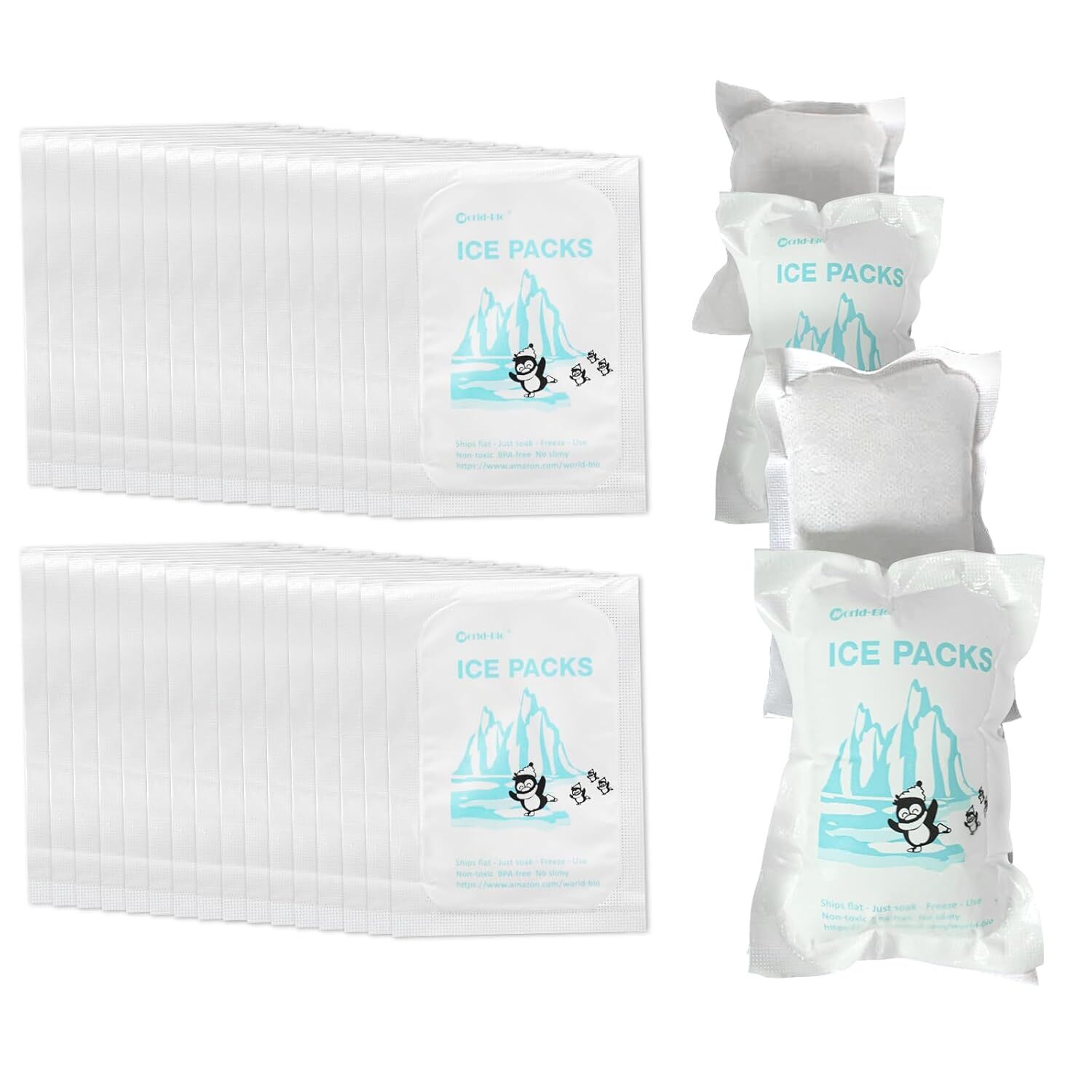 Shipping Ice Packs Reusable Small Dry Ice Pack Sheets 48 Packs, Ice Pack for Shi