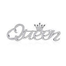 Queen Crown Brooch With Shiny Crystal Rhinestone and Letter - Fashion Elegant...