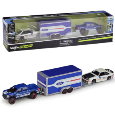 Maisto 1:64 2021 Ford F150 Raptor Trailer 1993 SVT Cobra Diecast