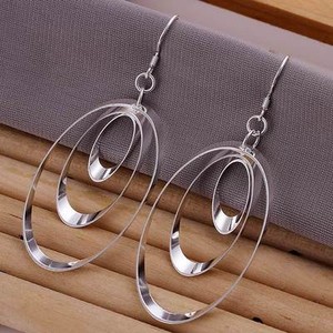 Fashion silver Party Wedding circle lady pretty Earring Jewelry charms gift hot