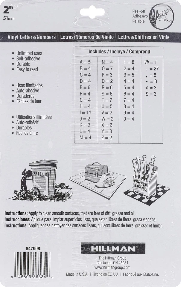 Letras y números autoadhesivos de vinilo blanco de 2 pulgadas para el hogar y el lugar de trabajo Foto 3 de 3