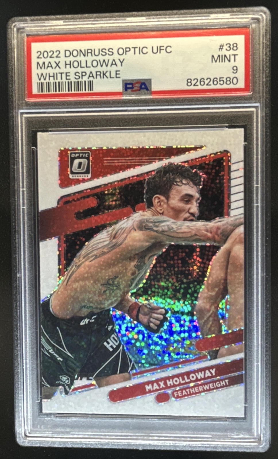 2022 Panini Donruss Optic UFC Max Holloway White Sparkle Prizm SSP #38 PSA 9