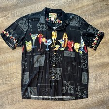 Vintage Paradise Found Hawaiian Shirt Mens Cocktail Drinks Made Hawaii - Size L