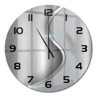 Wanduhr Aus GehäRtetem Glas Glasuhr Metallabstraktion Schwarze Zeiger Fi60 Cm