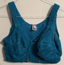 BRA Comfort Choice 40B Front Close Adj Strap No Wire 100 Cotton Unlined Teal