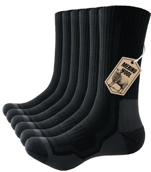 Puliou Merino Wandersocken Herren Damen, Outdoor Trekkingsocken Merinowolle-image