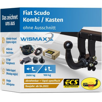 ANHÄNGERKUPPLUNG abnehmbar für Fiat Scudo ab 22 +13pol E-Satz ECS